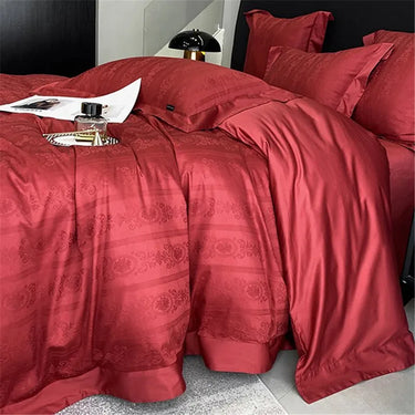 Premium Red Wine 1000TC Egyptian Cotton Jacquard Wedding Bedding Set